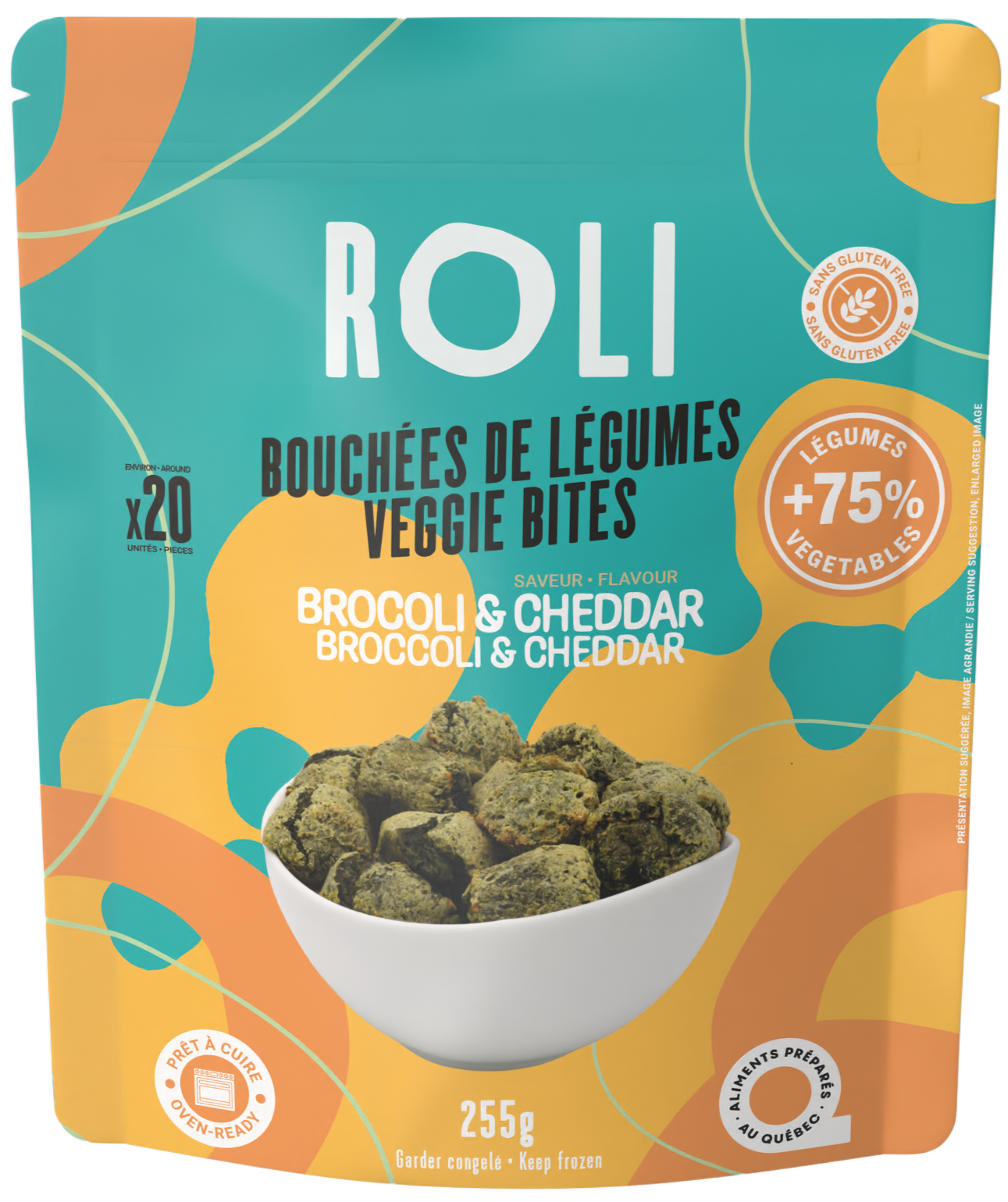 ROLI FOODS, BOUCHÉES DE LÉGUMES BROCOLI & ''CHEDDAR''