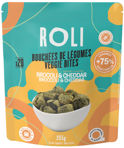 ROLI FOODS, BOUCHÉES DE LÉGUMES BROCOLI & ''CHEDDAR''