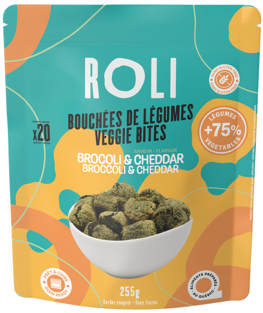 ROLI FOODS, BOUCHÉES DE LÉGUMES BROCOLI & ''CHEDDAR''