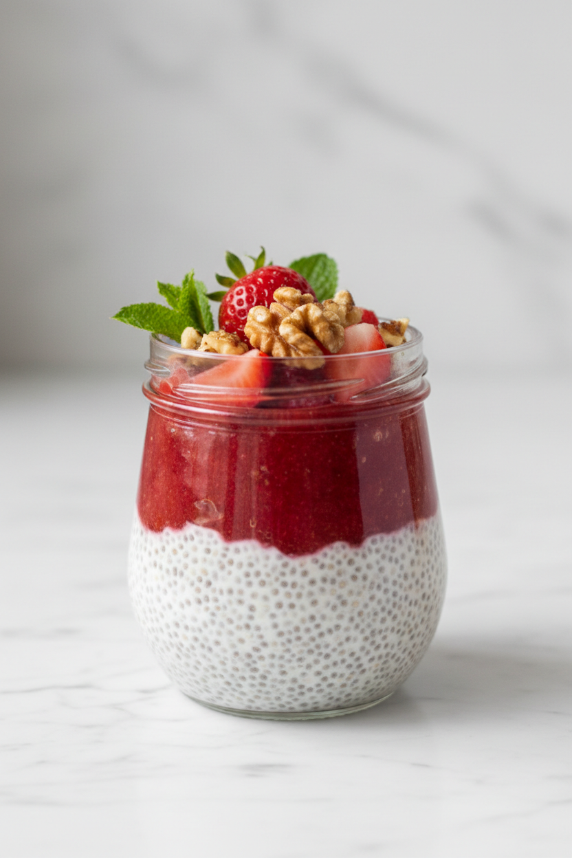 Pudding de chia à la fraise